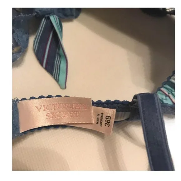 Victoria's Secret Blue Stripe Demi Bra Sz 36B - Picture 3 of 8
